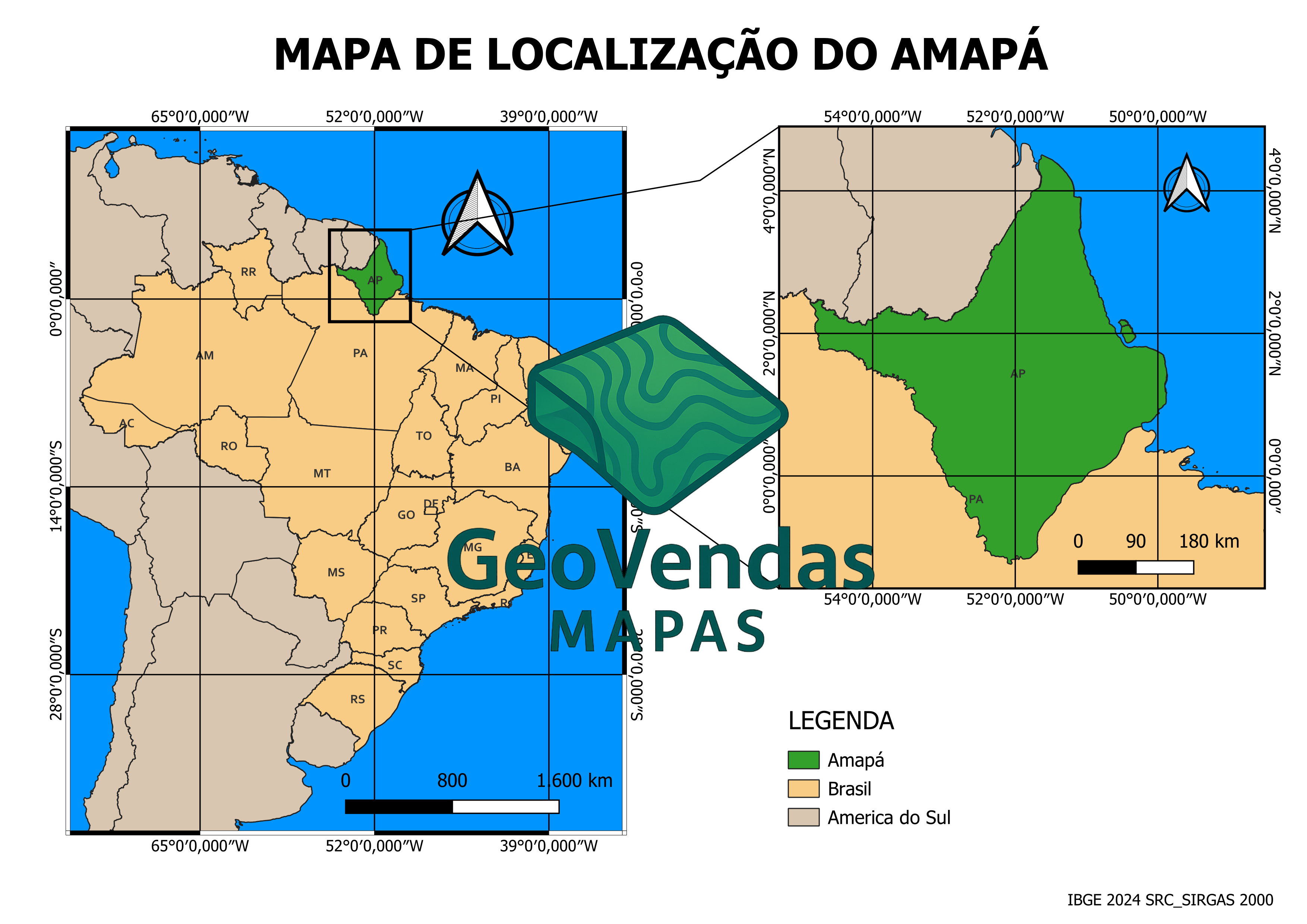 Mapa de localização do Amapá